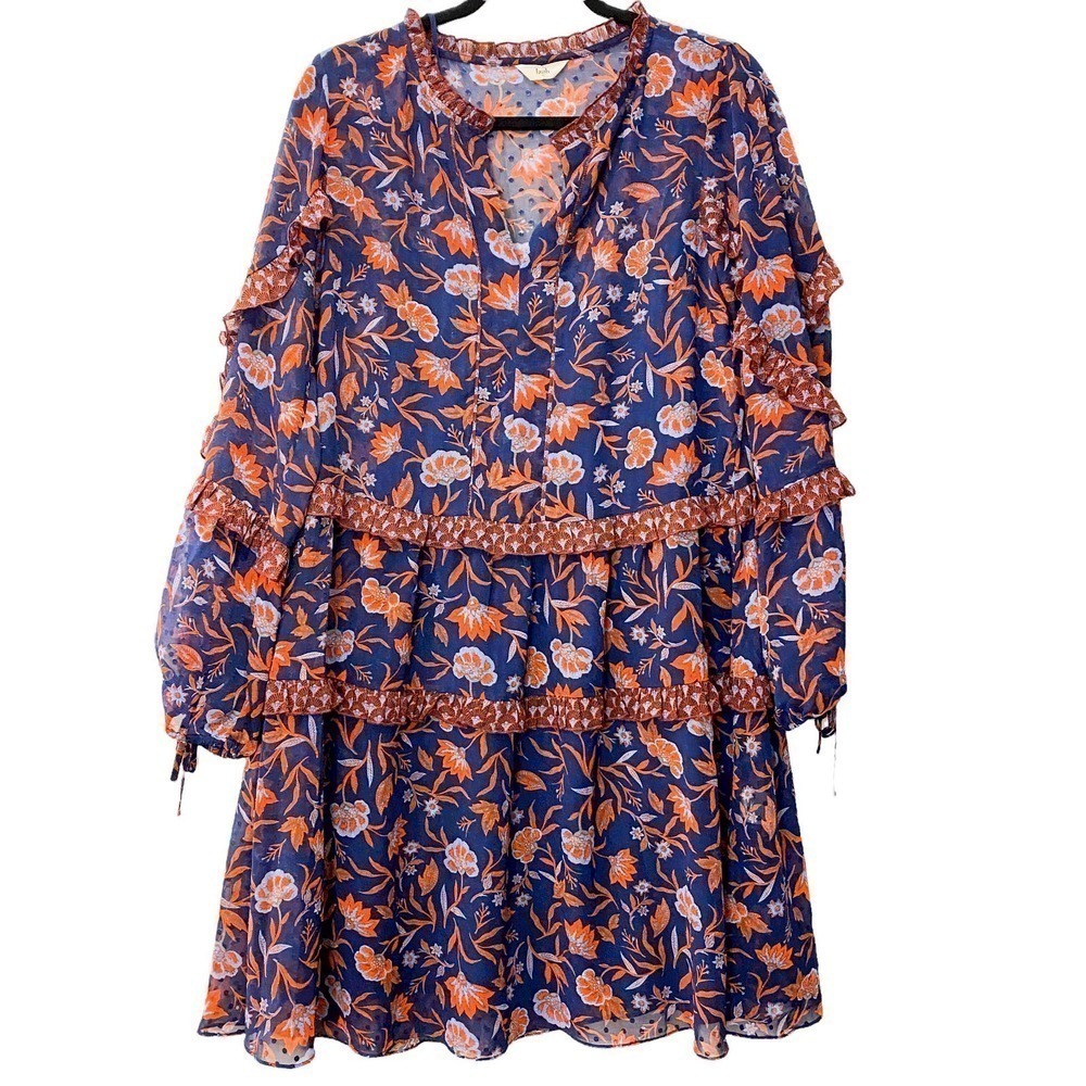 Hush Purple Floral Size 10 Swing mini Dress Long Sleeve